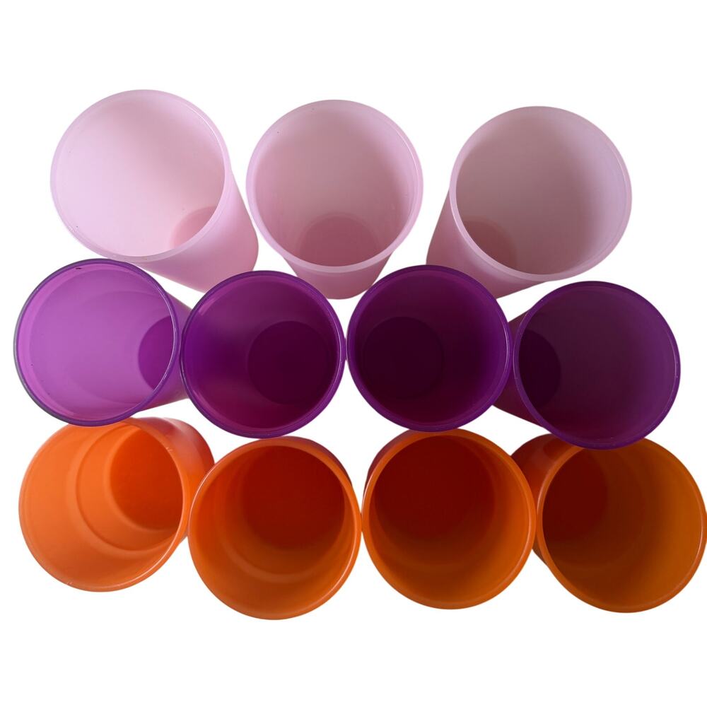 Vintage Tupperware Tumblers Lot of 11 Retro Plastic Cups Pink Purple Orange